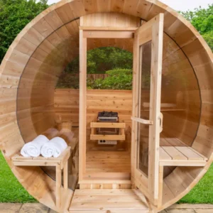 Sauna Tranquility (6 places) MP (avec fenêtre Halfmoon) Barrel de Leisurecraft